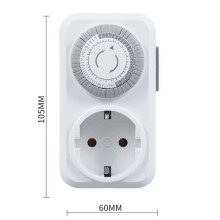 2X Timing Socket 24-Hours Cycle Mechanical Timer Automatic Shutdown with Overload Protection 16A EU Plug