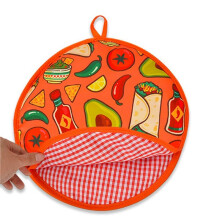 4X Sac en Tissu 12 Pouces pour Burrito, Poche Chauffe-Tortilla Portable Maison pour Crêpe Alimentaire de Restaurant à Micro-Ondes, B