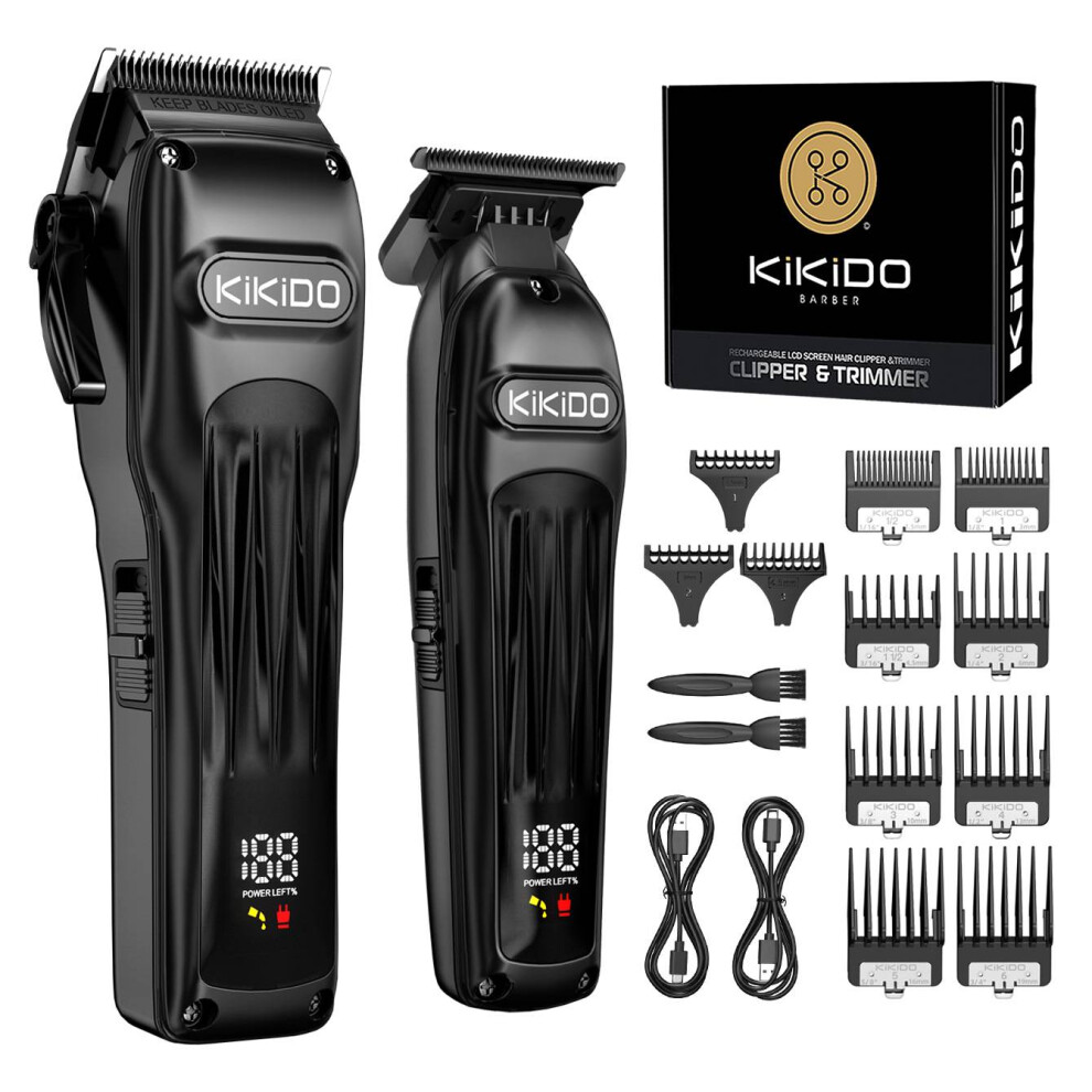 GLAKER K11S Cordless Hair Clippers LED 15 Guide Combs Trimming Tool