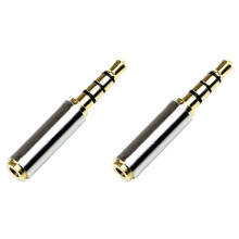 2X Gyllene 3,5 mm Hane Till 2,5 mm Honkontakt Stereo Audio HöRlursuttag Adapter Converter