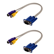 2X TV-Ausgang VGA auf S-Video/RCA Kabel Adapter