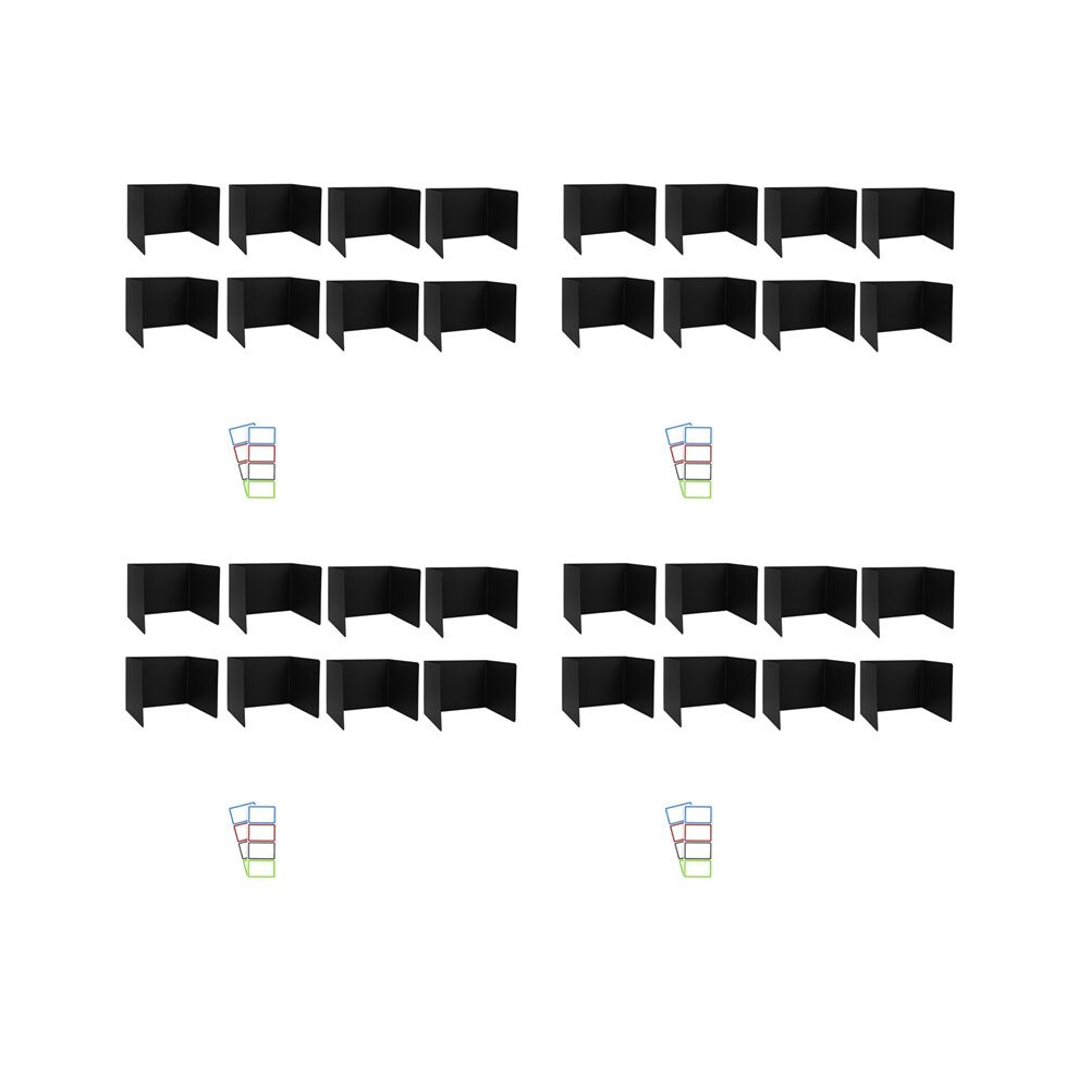 32 Pack Desk Dividers For Students, Waterproof Plastic Study Carrel Divider, Black 6032262404597