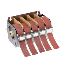 Edelstahl-Schleifbandhalter, Schmirgelleinenrolle, 5 Körnungen, Schleifpapierrolle 150/240/320/400/600, für Metall, Holz und Möbel