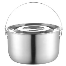 Stainless Steel Camping Pot with Lid for Outdoor and Home Use - Ideal for Stewing, Steaming, and Mixing