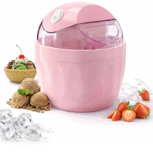 -Eismaschine, Dessertmaschine für Den Persönlichen Gebrauch, Kompakte ein-Knopf-Eismaschine für Joghurt, Sorbet und Gelato, Rosa, EU-Stecker