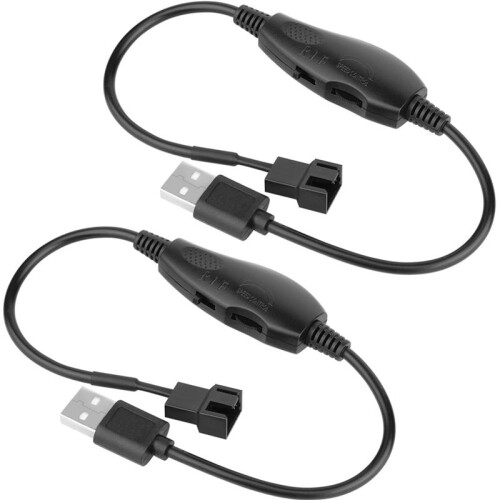 2 Pack USB 5V to 12V 4 Pin Fan Speed Adapter Controller Supported PC Cooling Fan