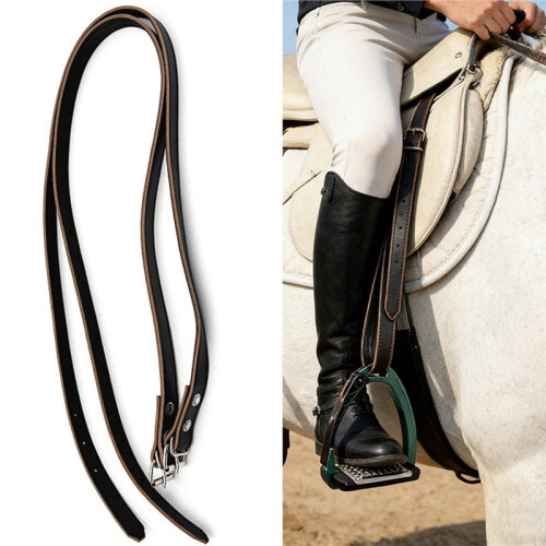 2 Pcs Adjustable Double Leather Stirrup Leathers, English Saddle Equestrian Accessories 2