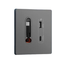 EU Universal-Wandsteckdose PD 20W USB A Socket Panel mit für Android Typ-C Schnellladeanschlüssen und Einziehbarem Kabel für Zuhause B