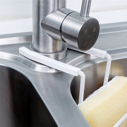 Wall-Mounted Metal Sink Organizer for Sponge and Soap Storage 2