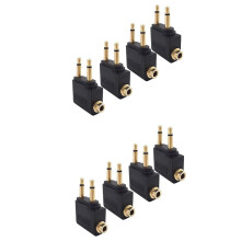 8 Pack Airplane Headphone Adapter ,Airline Airplane Flight Adapters for Headphones, Golden Plated 3.5mm Jack