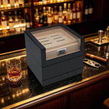 WestWood Carbon Fiber 3-Tier Cigar Humidor W/ Viewing Window Cigar Box Bar CH02