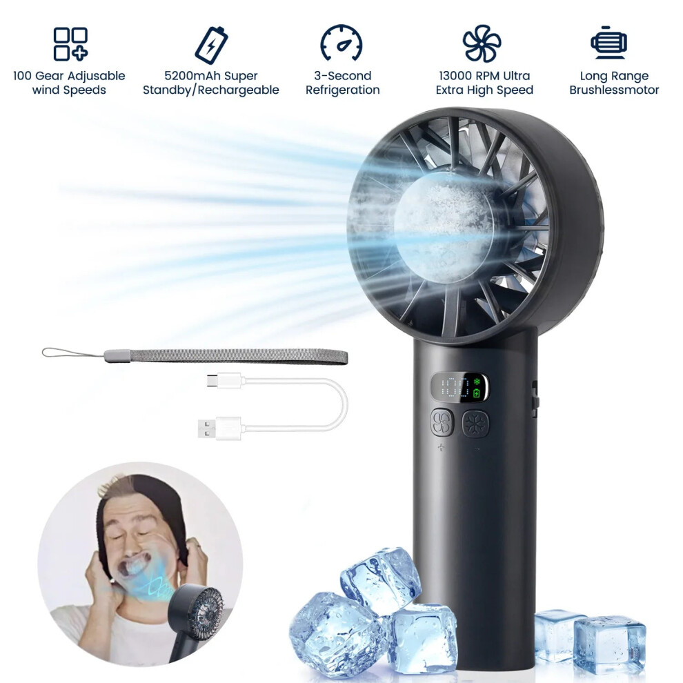 5000Mah Rechargeable Mini Turbo Fan 1-100 Speed Handheld Portable Cooling Fan 7319949899303