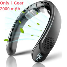 (Basic 2000mA  Black) New Quad-Core USB Neck Fan Turbine Vaneless Design Easy Simple Control Carry for Outdoor Portable Portable Summer Gift Wearable