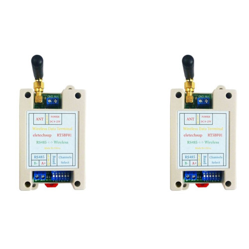 2X DC12V 24V Din Rail DIP  RS485 Wireless Transceiver 20DBM -121dBm UART Transmitter Receiver Modbus RTU Module