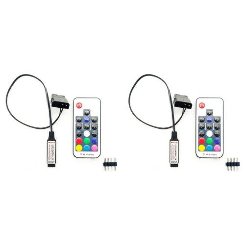 2X Computer Fan Lighting Effect Controller,5V 3-Pin/12V 4-Pin RGB Fan Equipment Wire Control/Remote Controller