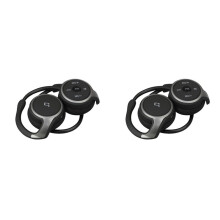 2X Suicen AX-698 Fones de Ouvido Esportivos Suporte 32G TF CartãO FM RáDio PortáTil Fones de Ouvido Sem Fio Preto