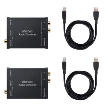2X USB to SPDIF Coaxial RCA and 3.5mm Headphone Jack Converter USB DAC Optical Audio Adapter USB DAC PCM for Windows