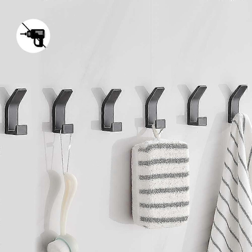 Towel Hook Wall Hooks Without Drilling Black 6 Pieces Self -Adhesive Hook Wicker Hooks Bathrobe Hook Cloak Hook Black Rustproof For Kitchen Bathroom 4327429432660