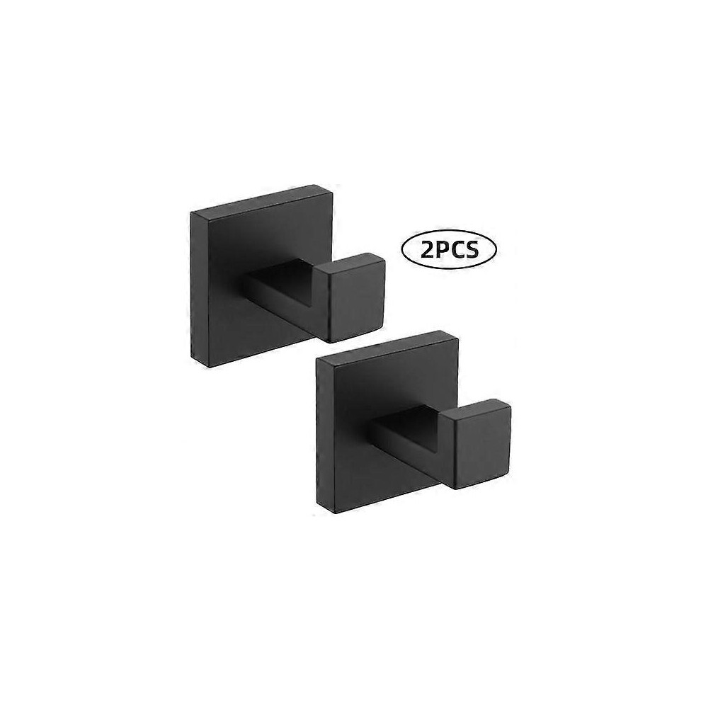 2 Pack Wall Hooks Towel Rack Hook Anti-Rust Hook Waterproof Hook Bathroom Accessories Bathrobe Hook Matte Black 4327429432622
