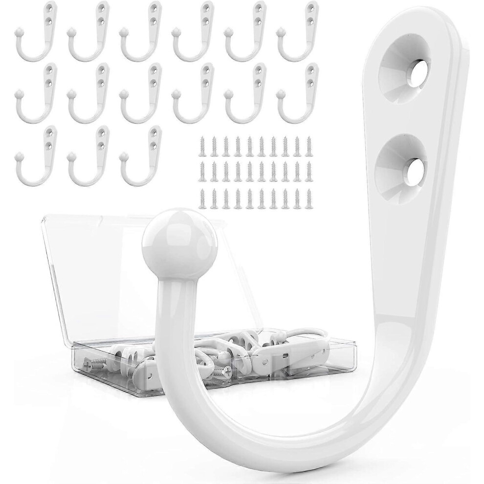 15Pcs Coat Hooks | Robe Hooks | Wall Mount Hooks | Hooks For Hanging | Mudroom Hooks | Backpack Hooks | Hat Hook With 30 Screws (White) 4327429432707