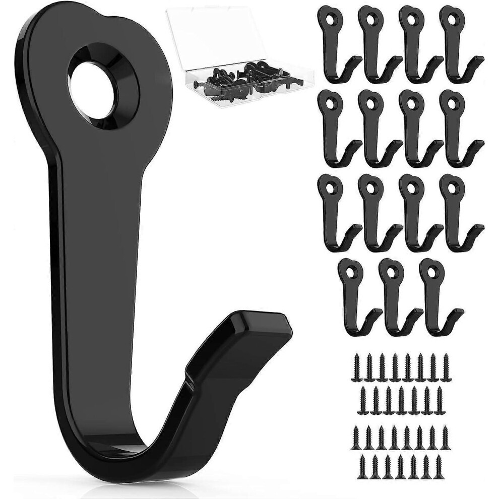 15Pcs Iron Wall Hooks Coat Hooks, Hooks For Hanging Heavy Duty, Wall Hooks For Hanging, Hook Wall Mount, Closet Hooks With 30 Screws For Towel, Robe 4327429432691
