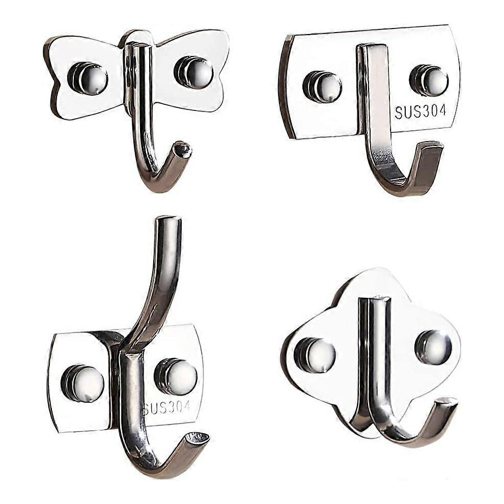 4 Packs Stainless Steel Wall Hooks Heavy Duty Coat Hooks Hat Hooks Utility Hooks Kitchen Hooks Wall Mount Single Hooks 5993662255374