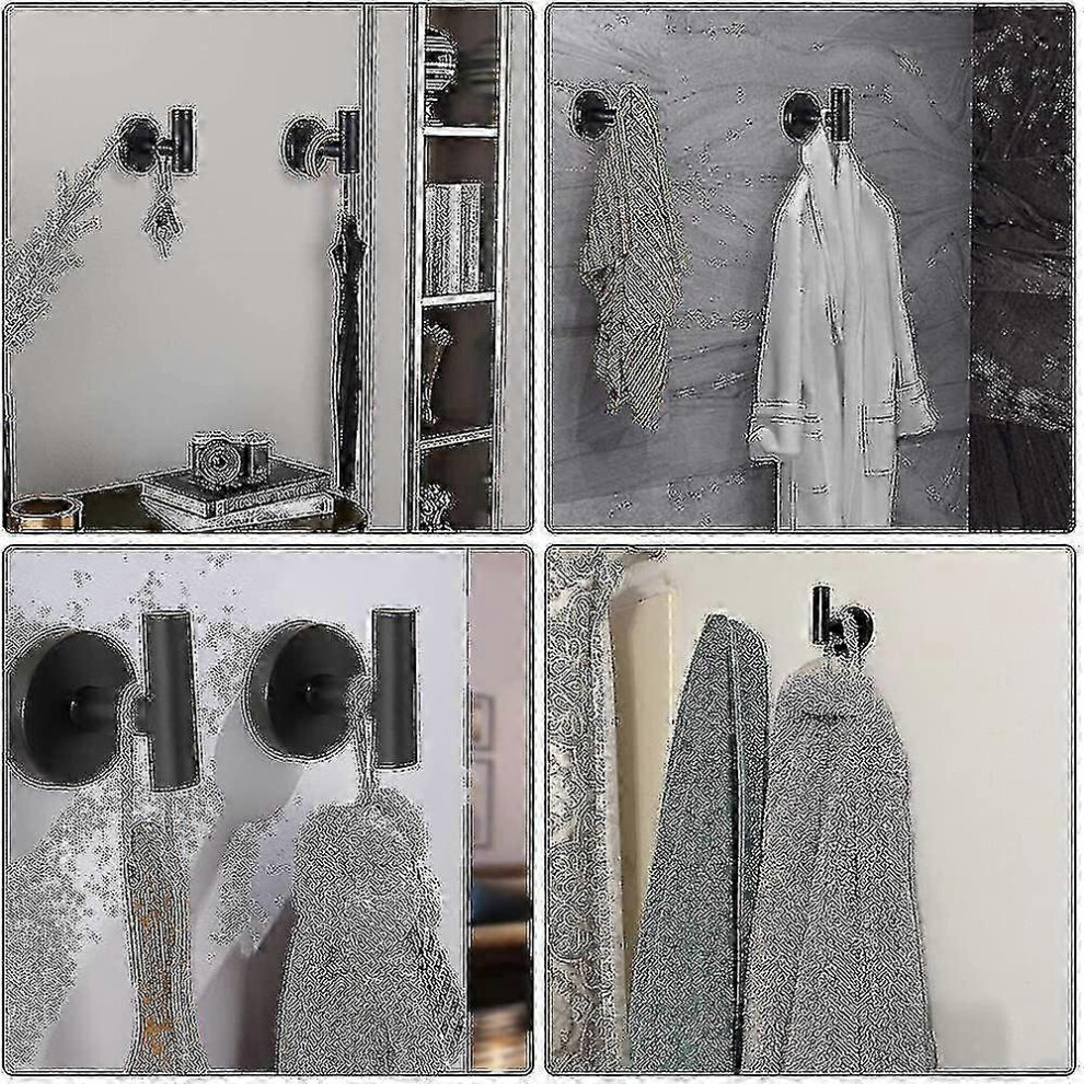 Black Towel Hook, 4Pcs Bathroom Towel Hooks Black Wall Hook, Coat Hook Matte 3022355318569