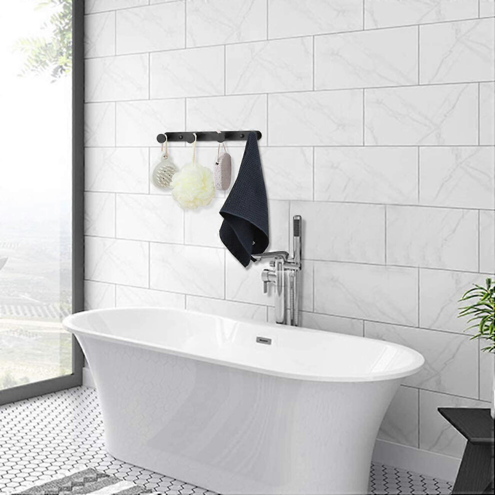 Towel Hook Towel Hooks Coat Wall Hook Towel Rack Stainless Steel Bathroom Wall Hook Bath And Kitchen Hooks (Wall Mounted, 4 Hooks Black) 8222885328044
