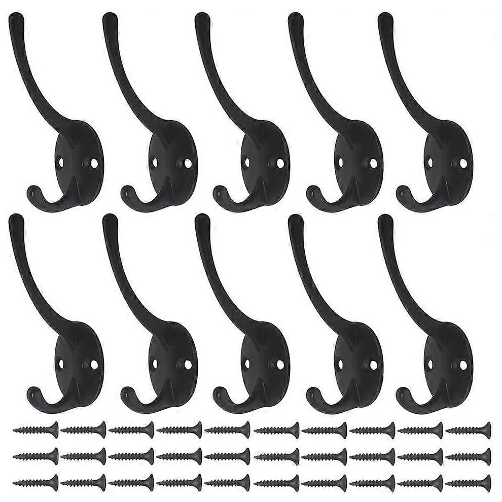 10Pcs Vintage Black Wardrobe Hook, Wall Hook Metal Hook Coat Hook With 25 Screws 3579659432939