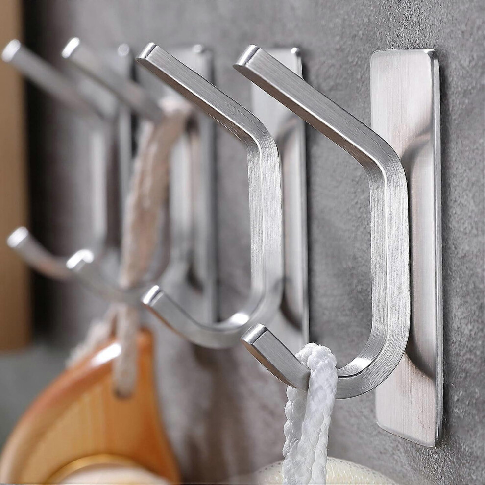 Towel Hooks - Self Adhesive Hooks Bathroom Hooks Stainless Steel Bathrobe Hooks Set Of 4 7351392238100