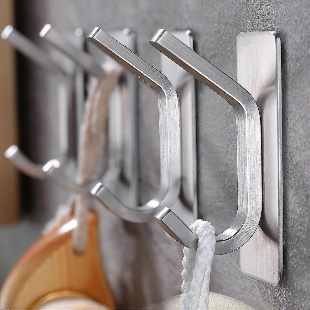 Towel Hooks - Self Adhesive Hooks Bathroom Hooks Stainless Steel Bathrobe Hooks Set Of 4 7351392238094