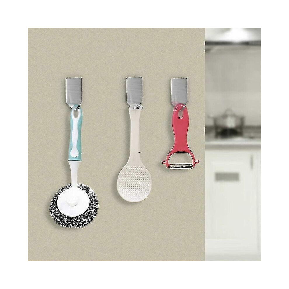 8 Hooks Thin Hook Adhesive Hook Towel Hook Laundry Hook Single Hook Stainless Steel Hook Rectangle 3579659432960