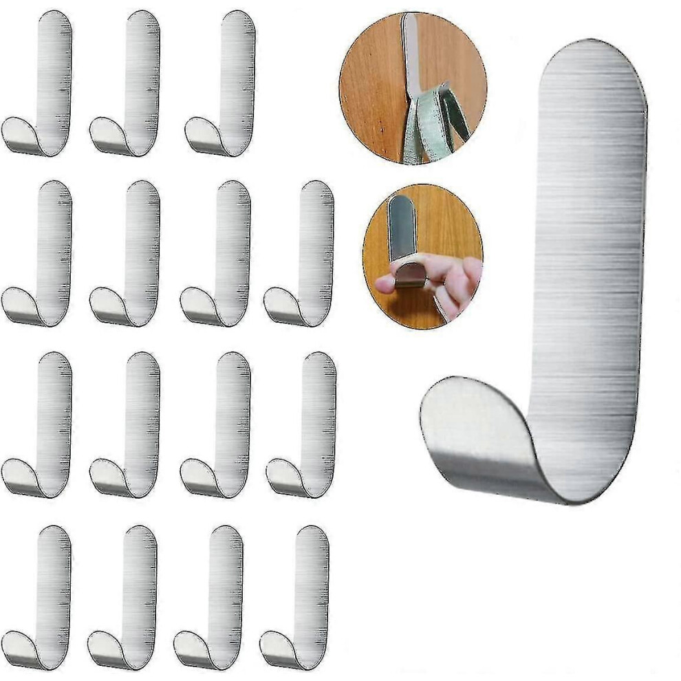 16Pcs Adhesive Hooks, Metal Adhesive Wall Hooks, Robe Towel Hooks 8312386185243