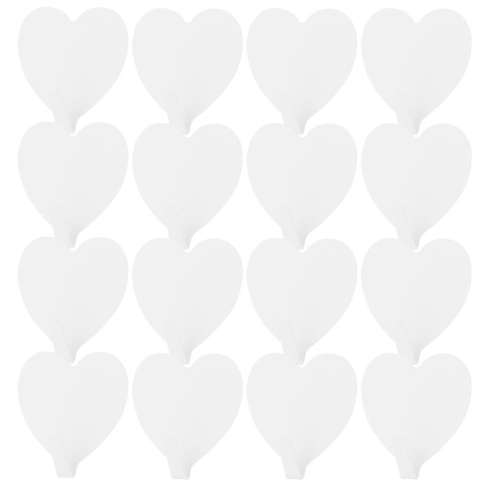 16Pcs Heart Shaped Hooks Decorative Wall Hooks Strong Adhesive Wall Hooks Bathroom Hooks 7869670108880