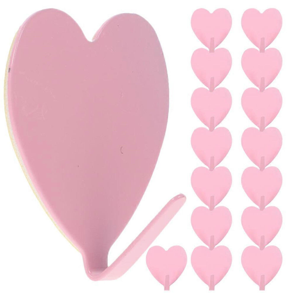 16Pcs Heart Shaped Hooks Decorative Wall Hooks Strong Adhesive Wall Hooks Bathroom Hooks 7869670108873