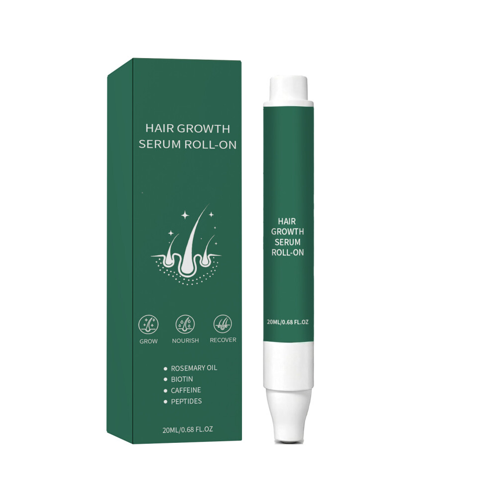 Leatpharkee Rosemary Hair Growth Serum Roll On Biotin Caffeine Peptide Scalp Treatment For Thicker Hair
