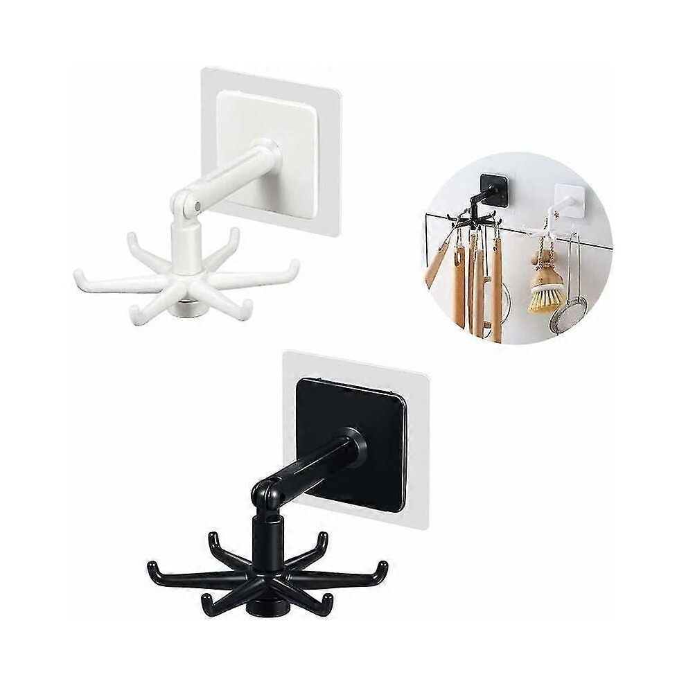 10Pcs Coat Hooks 360 Degree Rotating Hooks, No Hole Hook, Self Adhesive Hook, Rotating Storage Hook, Plug Hook, Self Adhesive Hangers, Space Saving 5606615326990