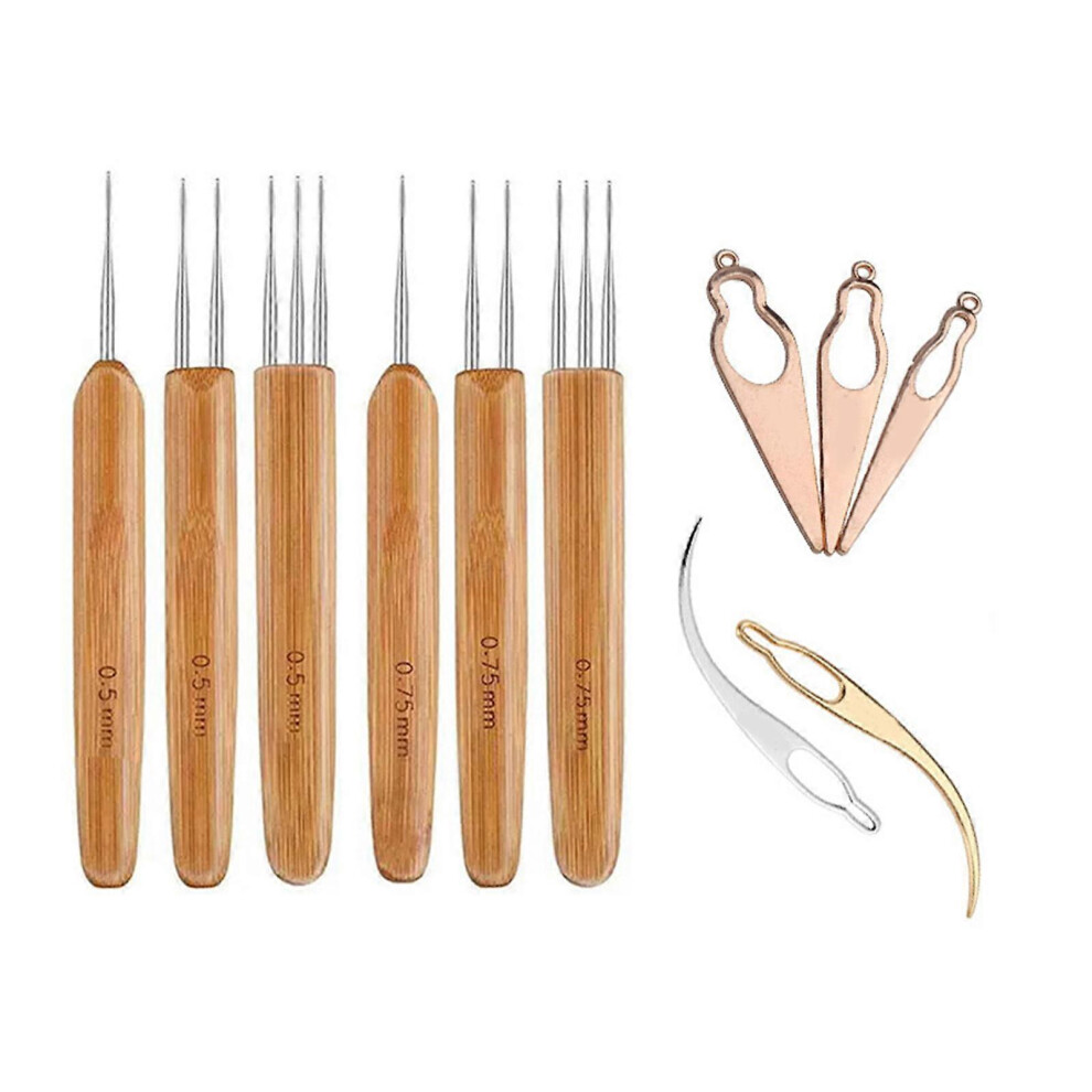 Dreadlock Crochet Hook With Bamboo Handle, 1 Hook, 2 Hooks, 3 Hooks, Crochet Hook Needle Crochet Needle For Braid Craft 8584502399838