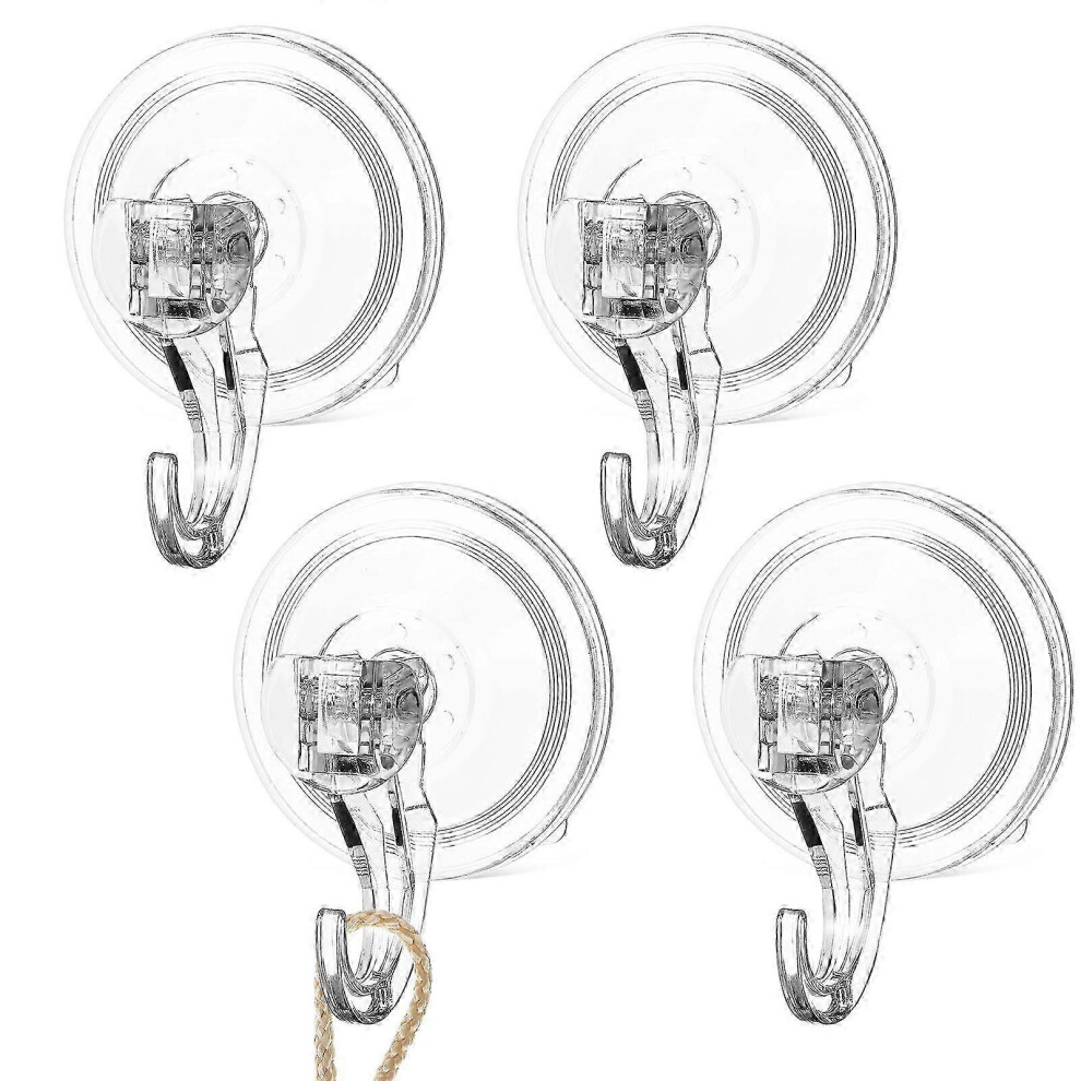 4Pcs Suction Cup Hooks Clear Shower Hooks Towel Hooks Reusable Suction Hooks Glass Window Hooks Wreath Hangers Utility Hooks 4113798263000