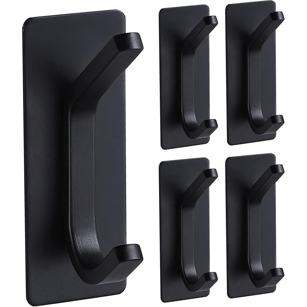 Towel Hooks Stainless Steel Robe Hooks No Drilling Robe Hooks Wall Hooks Black Pack Of 5 3142392325921