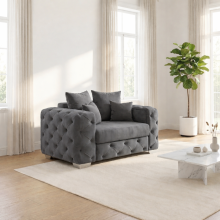 (Grey, Armchair) Aston Scatter Back Plush Velvet Sofa 2 & 3 Seater, 3+2 Set, 5 Seater Corner Sofa Set