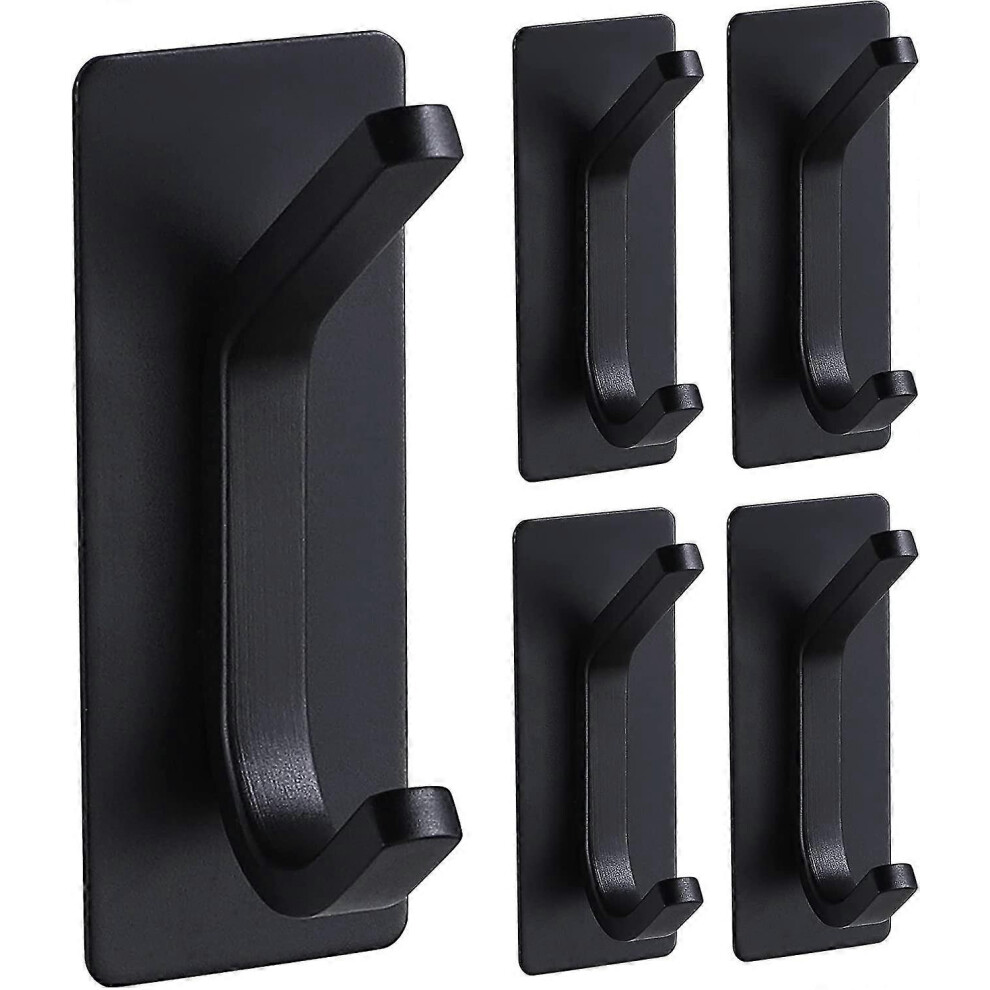 Towel Hooks Stainless Steel Coat Hooks No Drilling Robe Hooks Wall Hooks Black 3132647402194