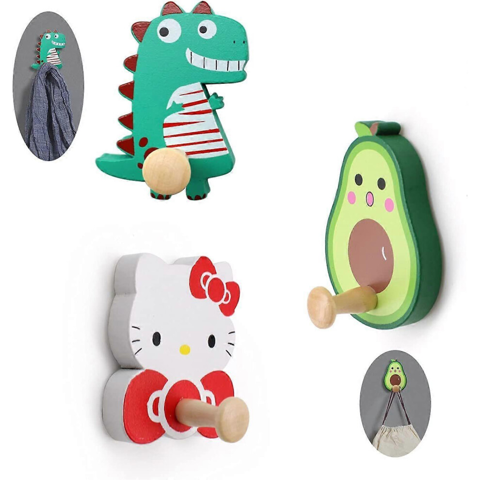 Self Adhesive Hooks, Cute Cartoon Wooden Sticky Hooks, Wall Hooks Stick On Hooks, Bathroom Hooks, Self Adhesive Hooks For Hanging, Key, Plug, Kitchen 3448882280610