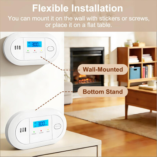 FUMIXTEX Carbon Monoxide Detector with LCD Display,CO Alarms Replaceable Battery 1