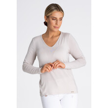 Damebluse - damebluse med lange ærmer beige M980 størrelse S