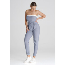 Løst jumpsuit med flæser, grå M1025, størrelse S