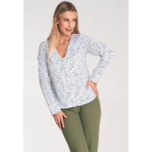 Elegant damebluse - mønstret bluse med inskriptioner - M1047 størrelse XL