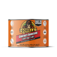 Gorilla Contact Adhesive, 250ml Tin - Crystal Clear All Purpose Glue for Indoor & Outdoor Projects | 100% Waterproof & No Run Formula