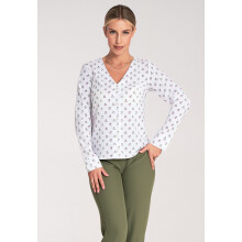 Elegant damebluse - mønstret blomsterbluse - M1047 størrelse S