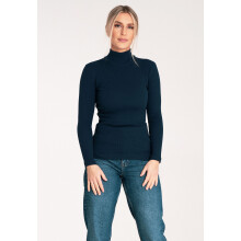 Tætsiddende turtleneck-bluse - tynd dameturtleneck - M1058 marineblå størrelse S